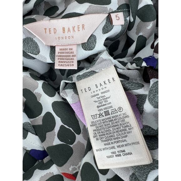 Ted Bak­er Charia Wilder­ness Tie Neck Blouse - Picture 11 of 13